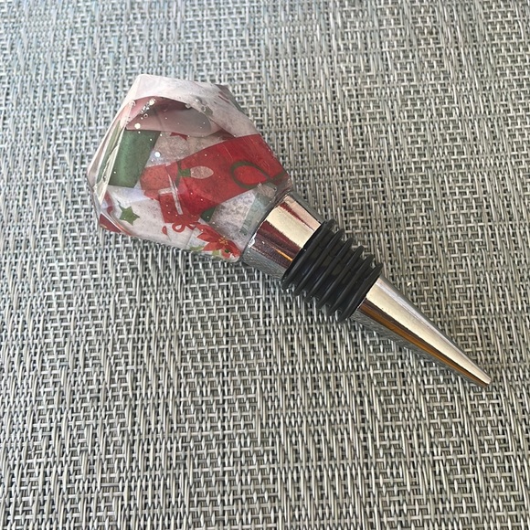 XMAS Handmade Festive Holiday Diamond Top Wine Stop Short - Picture 3 of 13